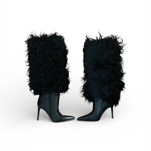 Elegant Black Fur-Trimmed Women's Boots